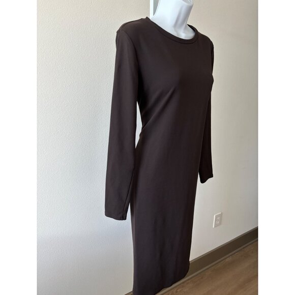 Philosophy Dress M Bodycon Crew Neck Slit Minimalist Quiet Luxury Clean Girl - Picture 11 of 12